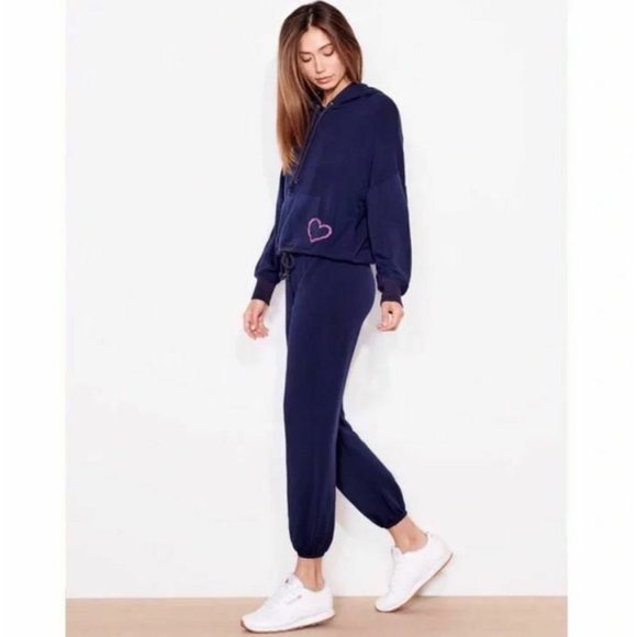 Sundry Tops - Sundry Anthropologie Size XS 0 Heart Patch Hoodie Pullover in Blue Sweatshirt